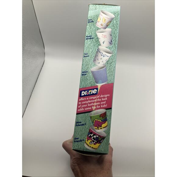 Vintage Dixie Cups Paint Strokes Box 3oz Cups 1995 Open Box 87 Cups Paint Stroke - Picture 11 of 12